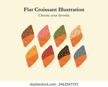 flat croissant viral cafe bakery cake snack idea event dessert food creative vector illustration fat