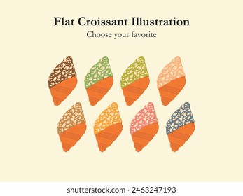 flat croissant viral cafe bakery cake snack idea event dessert food creative vector illustration fat