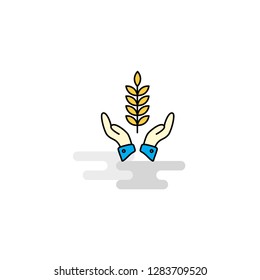 Flat Crops in hands  Icon. Vector
