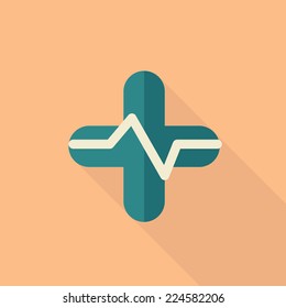 Flat cross for medicine theme
