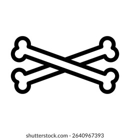 Flat crossbones icon on white background for warning or pirate theme design