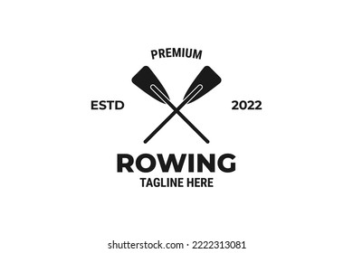 Flat crossed rowing oar logo design vector illustration