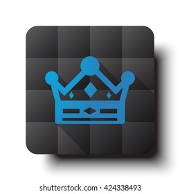 Flat Crown icon on black app button with drop shadow