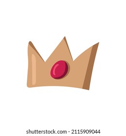 Flat crown with jewels. Crown doodle. Crown vector icon. Princess crown design isolated on white background. Vector illustration.