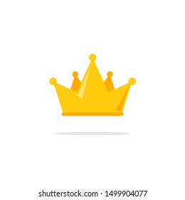 Flat crown king vector icon. Queen princess design crown gold royal corona.