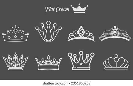 flat crown set illustration vector