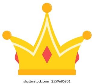 Flat crown vector icon isolated on white background.