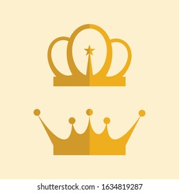 Flat crown vector king and queen symbol icon logo crown