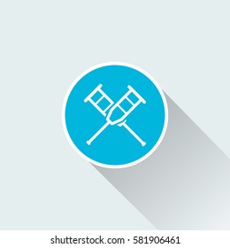 flat Crutch icon with long shadow