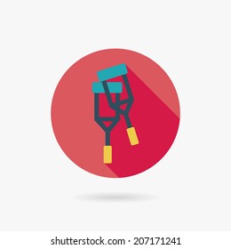 Flat Crutch style Icon with long shadows
