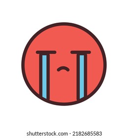 flat crying emoji over white