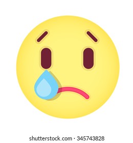 Flat crying emoticon. Isolated vector illustration on white background