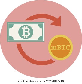 Ilustración de diseño de icono de intercambio btc criptográfico plano, ilustración vectorial