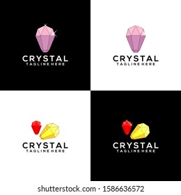 Flat Crystal Logo Design Vector