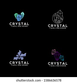 Flat Crystal Logo Design Vector
