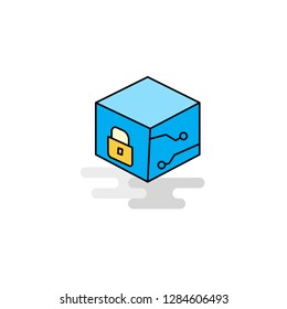 Flat Cube  Icon. Vector