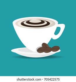 flat cup of cappuccino drink concept