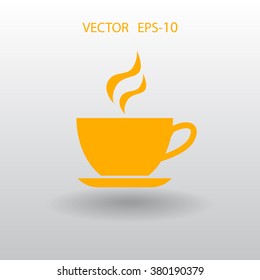 Flat Cup of hot drink icon, vector illustration