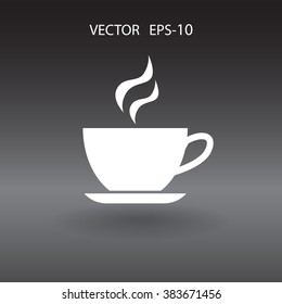 Flat Cup of hot drink icon, vector illustration