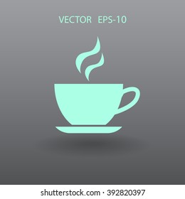 Flat Cup of hot drink icon, vector illustration