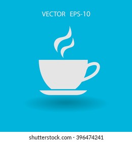 Flat Cup of hot drink icon, vector illustration