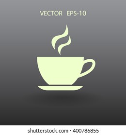 Flat Cup of hot drink icon, vector illustration