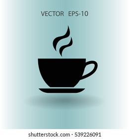 Flat Cup of hot drink icon, vector illustration