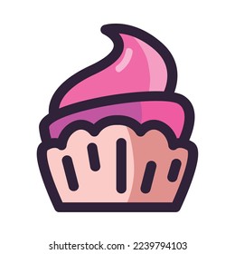 flat cupcake design over white