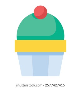 Flat cupcake with heart topping, ideal for bakery branding, dessert menus, and Valentine’s Day party invites.