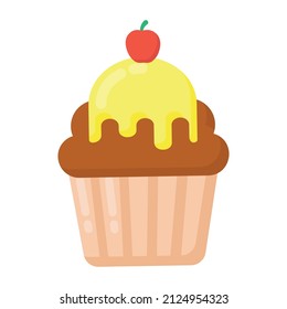 A flat cupcake icon in editable design 

