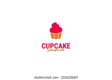 Flat cupcake logo design vector illustration idea 
