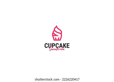 Flat cupcake logo design vector illustration idea 