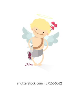 Flat cupid. Cartoon character. Vector isolated illustration