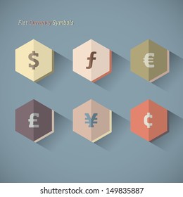 Flat currency icons