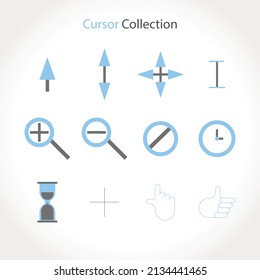 Flat cursor collection set vector, Abstract mouse cursor set vector
