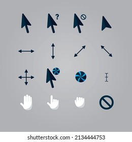 Flat cursor collection set vector, Abstract mouse cursor set vector