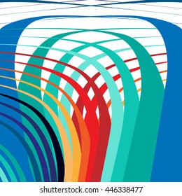 Flat curved lines digital art background