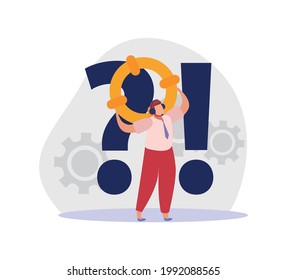 Flat customer service icon with character in headset and colorful elements vector illustration