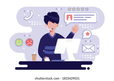 Flat customer service illustration in modern style.