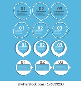 flat cut paper white banners on blue background / can be used for infographics / numbered banners / horizontal cutout lines / graphic or website layout vector / brochure or cover design