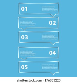 flat cut paper white banners on blue background / can be used for infographics / numbered banners / horizontal cutout lines / graphic or website layout vector / brochure or cover design