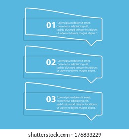 flat cut paper white banners on blue background / can be used for infographics / numbered banners / horizontal cutout lines / graphic or website layout vector / brochure or cover design