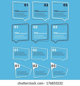 flat cut paper white banners on blue background / can be used for infographics / numbered banners / horizontal cutout lines / graphic or website layout vector / brochure or cover design
