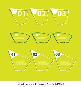 flat cut paper white banners on green background / can be used for infographics / numbered banners / horizontal cutout lines / graphic or website layout vector / brochure or cover design