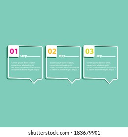 flat cut paper white banners on on stylish turquoise background / can be used for infographics / numbered banners / graphic or website layout vector / brochure or cover design