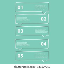 flat cut paper white banners on on stylish turquoise background / can be used for infographics / numbered banners / graphic or website layout vector / brochure or cover design