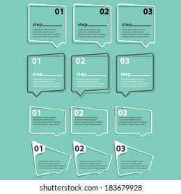 flat cut paper white banners on on stylish turquoise background / can be used for infographics / numbered banners / graphic or website layout vector / brochure or cover design