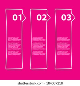 flat cut paper white banners on on stylish pink background / can be used for infographics / numbered banners / graphic or website layout vector / brochure or cover design
