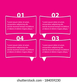 flat cut paper white banners on on stylish pink background / can be used for infographics / numbered banners / graphic or website layout vector / brochure or cover design