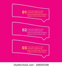 flat cut paper white banners on on stylish pink background / can be used for infographics / numbered banners / graphic or website layout vector / brochure or cover design